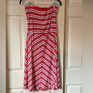 Michael Stars Red and White Strapless Dress